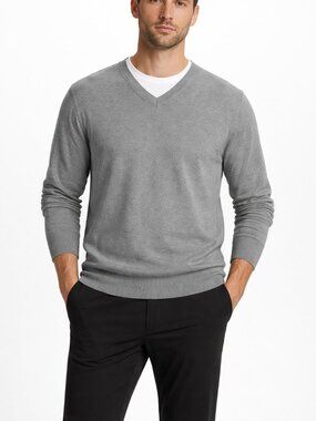 Light Grey Classic V-neck Banana Republic Men's Large sweater